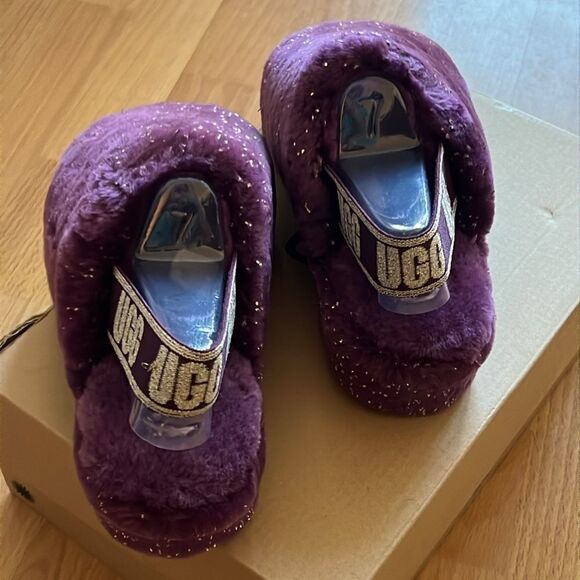 Ugg fluff yeah metallic sparkle size 7 - Picture 9 of 10